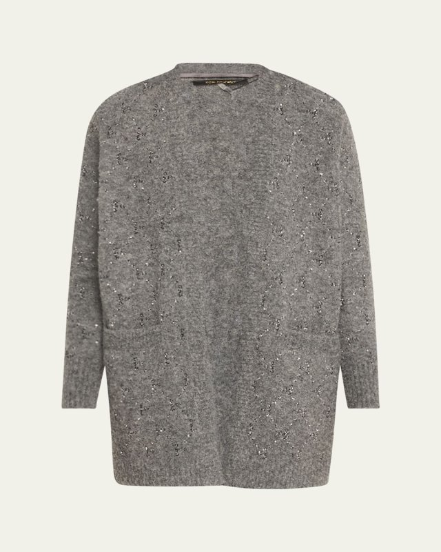 Reeve Open-Front Sequin Cardigan